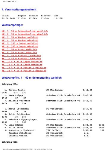 SWK - PROTOKOLL - SG OsnabrÃ¼ck