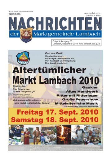 Folge 9, Jahrgang 65 Lambach, September 2010 - Lambach - Land ...