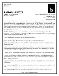 PASTORAL PRAYER - Plymouth Congregational Church