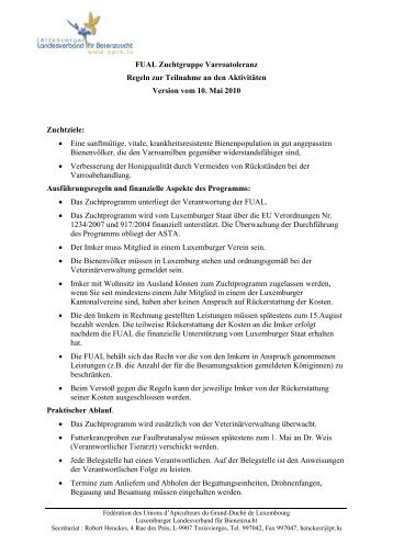 FUAL Zuchtgruppe Regeln.pdf - Luxemburger Landesverband fÃ¼r ...