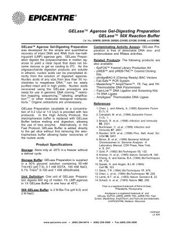 Protocol for GELaseâ¢ Agarose Gel-Digesting Preparation and ...