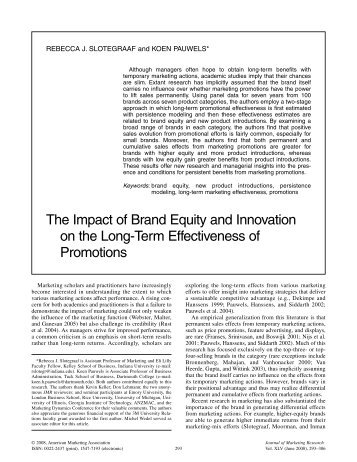 The Impact of Brand Equity and Innovation on the Long-Term ...