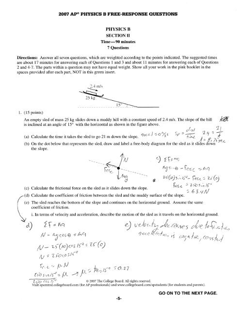 Calculating Force Worksheet Answers