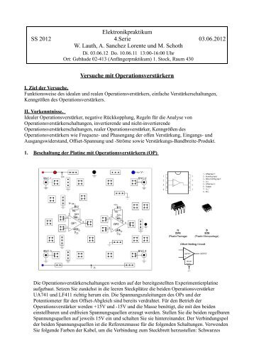 Versuche mit Operationsverstärkern Elektronikpraktikum SS 2012 4 ...