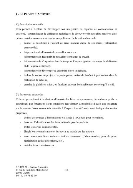 ChÃ¢teau de Pouilly projet pÃ©dagogique 2010-2011 - AD PEP 10
