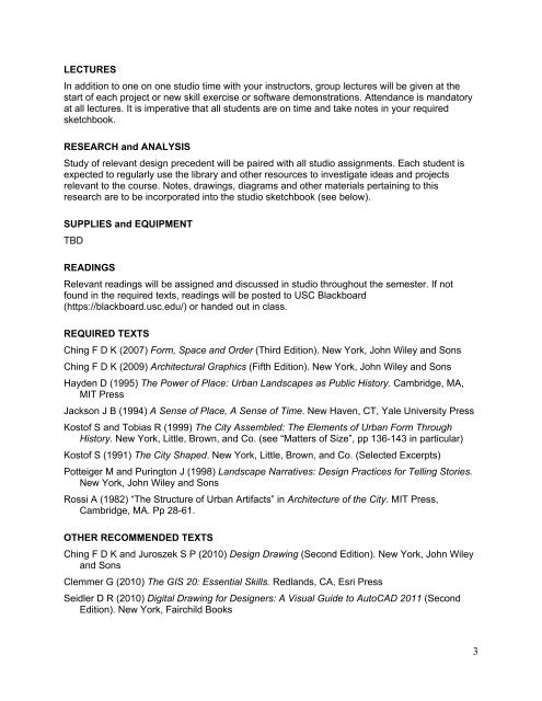 ARCH 303-Sample Syllabus - USC School of Architecture