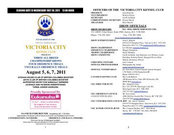 VICTORIA CITY - BC Dog Show Services