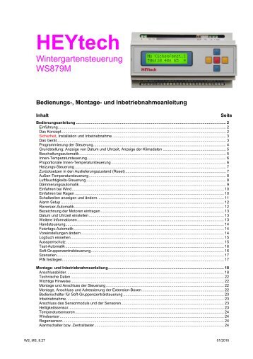 Bedienungsanleitung - Wintergartensteuerung