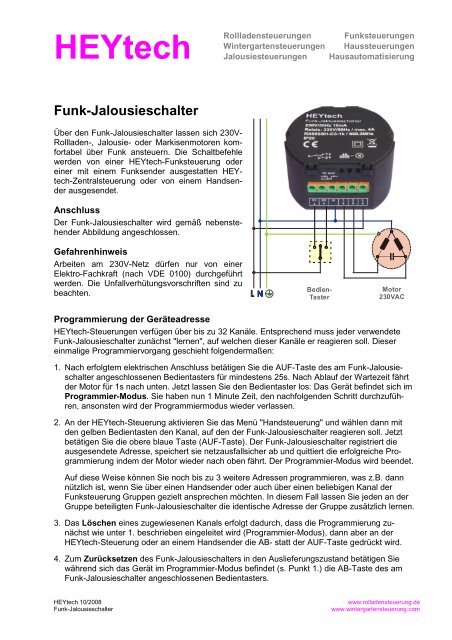 Funk-Jalousieschalter - Wintergartensteuerung