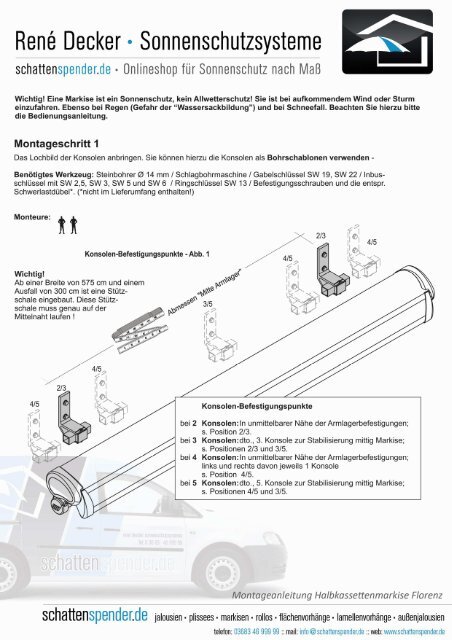 Montageanleitung Markise Florenz - Schattenspender.de