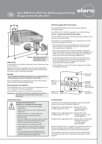 Aero-868 / Aero-868 plus - Ennemoser Sonnenschutz