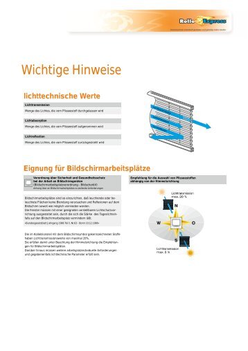 Wichtige Hinweise Plissee [ PDF | 688.8 KB ] - Rolloexpress.de