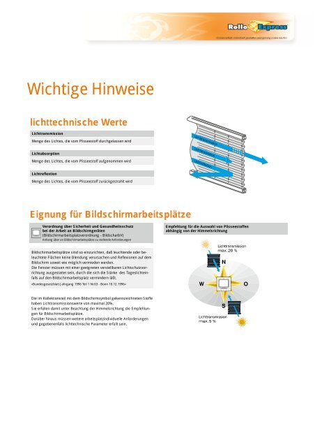 Wichtige Hinweise Plissee [ PDF | 688.8 KB ] - Rolloexpress.de