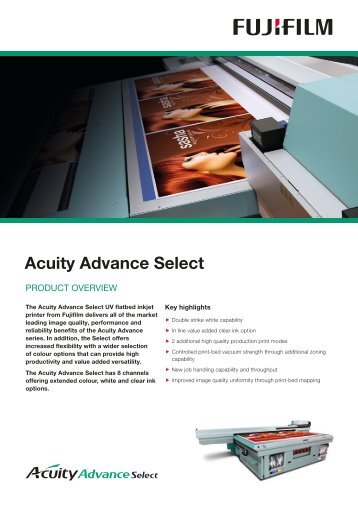 EU3179 Acuity Advance Select 8 colour Product ... - Fujifilm Sericol