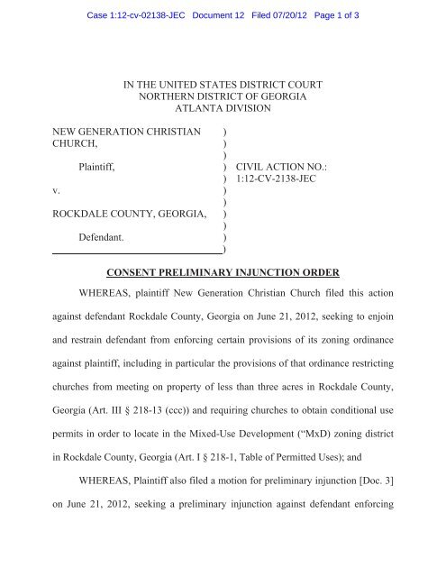 Consent Preliminary Injunction - Alliance Defending Freedom Media