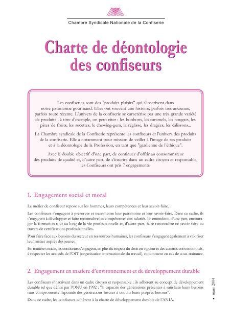 charte confiseurs.pmd - Chambre Syndicale Nationale de la Confiserie
