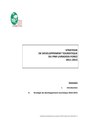 strategie de developpement touristique du pnr livradois-forez 2011 ...