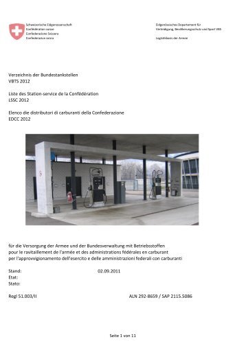 Verzeichnis der Bundestankstellen 2012 - Logistikbasis der Armee ...