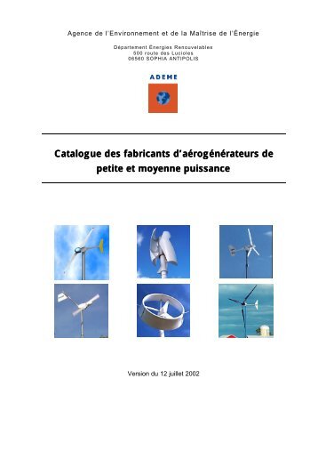 Catalogue des petites Ã©oliennes, ADEME - Parc naturel rÃ©gional ...