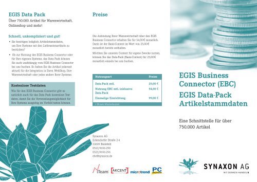 EGIS Business Connector (EBC) EGIS Data-Pack ... - Synaxon AG