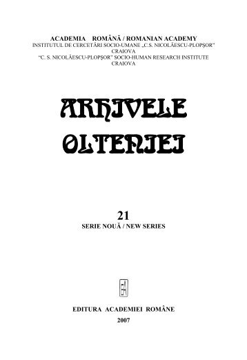 ARHIVELE OLTENIEI - Universitatea din Craiova