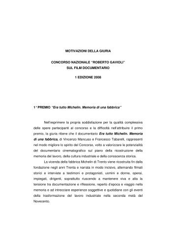 Le motivazioni della giuria - Museo dell'Industria e del Lavoro