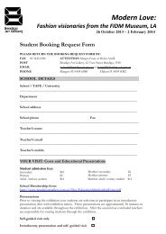 Student Booking Form (96 KB pdf) - Bendigo Art Gallery
