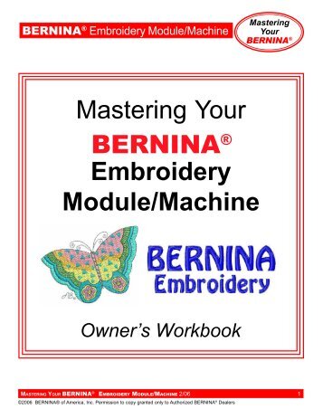 Mastering Your Embroidery Module/Machine BERNINAÂ®
