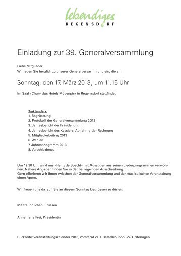 Einladung GV.indd - Lebendiges Regensdorf