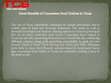 Great Benefits of Concession Food Trailers in Texas