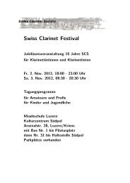 Programm - Swiss Clarinet Society