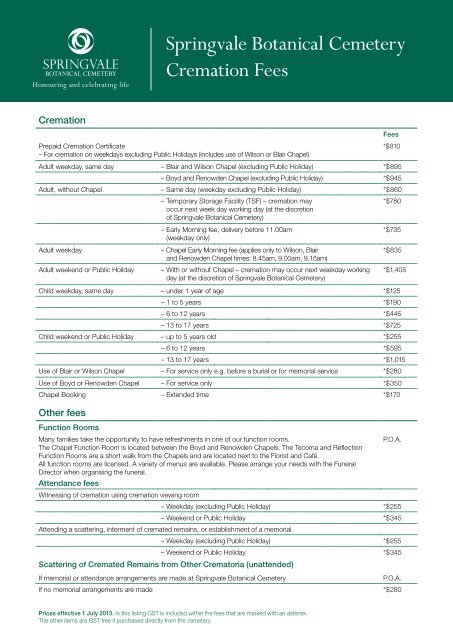 Boyd Chapel Springvale Cemetery Map Springvale Botanical Cemetery Cremation Fees - Southern ...