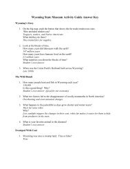 Wyoming State Museum Activity Guide Answer Key - the Wyoming ...