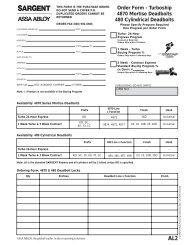 Order Form - Turboship 4870 Mortise Deadbolts ... - Sargent Locks