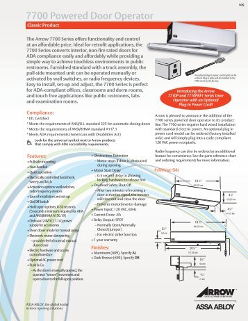 7700 Powered Door Operator - Arrow Architectural Hardware