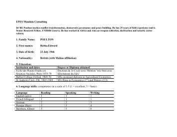 CV from Dr Robin-Edward Poulton - EPES Mandala