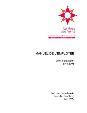 Manuel de l'employée installation - CPE La Rose des Vents