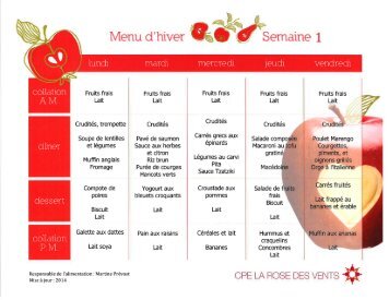 MENU Automne/Hiver Semaine 1 - CPE La Rose des Vents