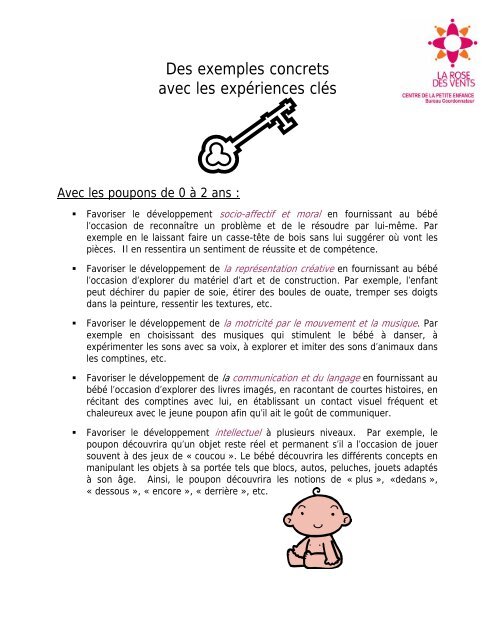 Des exemples concrets d'expériences clés - CPE La Rose des Vents