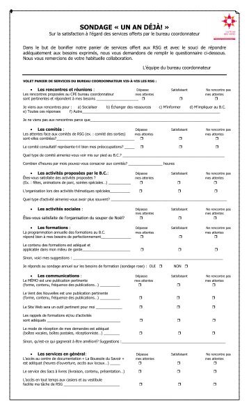 SONDAGE un an déjà - CPE La Rose des Vents