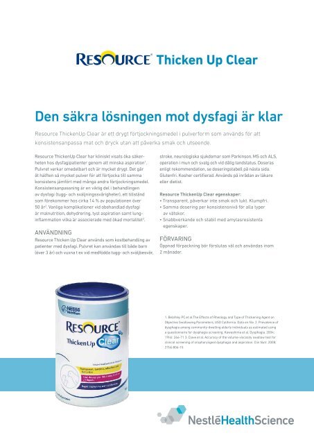 Produktfaktablad (pdf) - Nestlé Nutrition