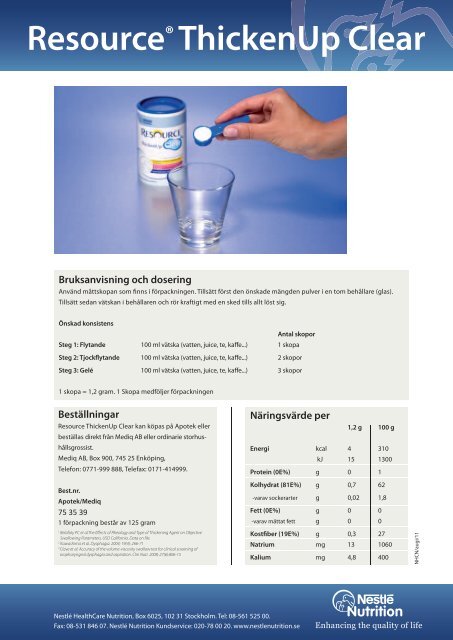 Resource® ThickenUp Clear - Nestlé Nutrition