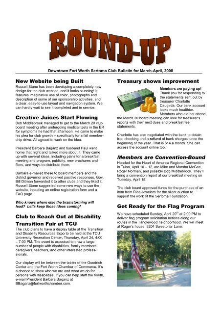 Bulletin for Mar-Apr-08 - Sertoma Club of Fort Worth