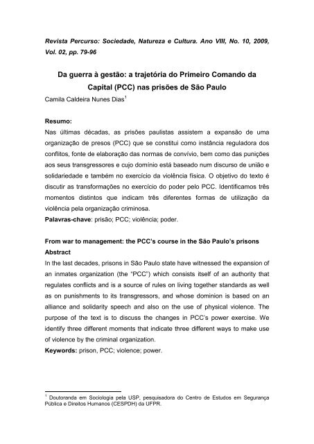 a trajetória do Primeiro Comando da Capital (PCC)