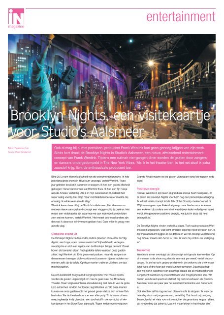 Brooklyn Nights, een visitekaartje voor Studio’s Aalsmeer