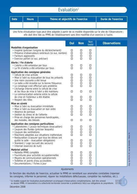 Les exercices de simulation des P.P.M.S.