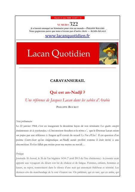 LQ 322 - Lacan Quotidien