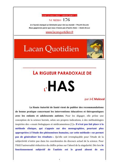 LQ 176 - Lacan Quotidien