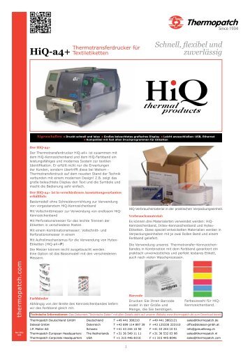 HiQ-a4+ Schnell, flexibel und zuverlässig - Thermopatch