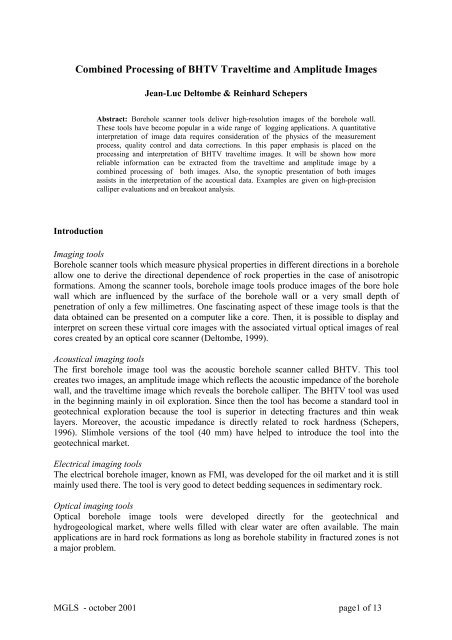 Combined Processing of BHTV Traveltime and Amplitude Images